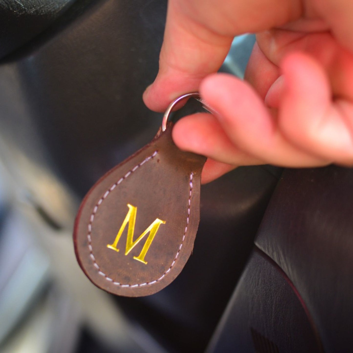 Leather Round Key Chain